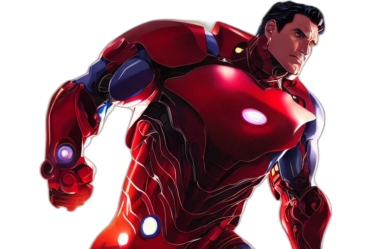 comic book art, concept art, 3d render, red transparent PNG cut-out