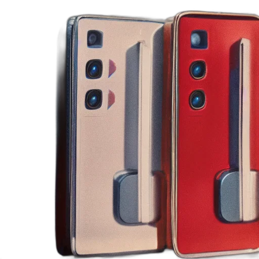 3d render, red, smartphone, year transparent PNG cut-out