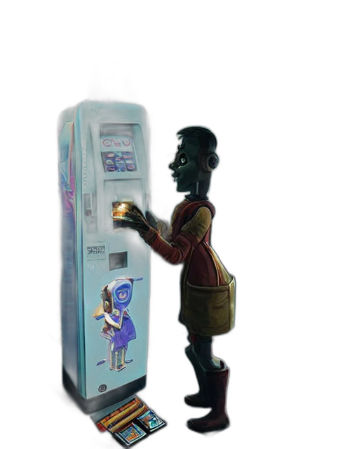 robot, staff, 3d render, concept art transparent PNG cut-out