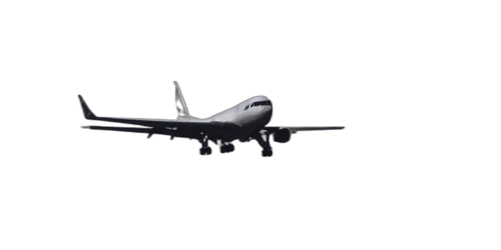 airplane, facing, camera, telephoto transparent PNG cut-out