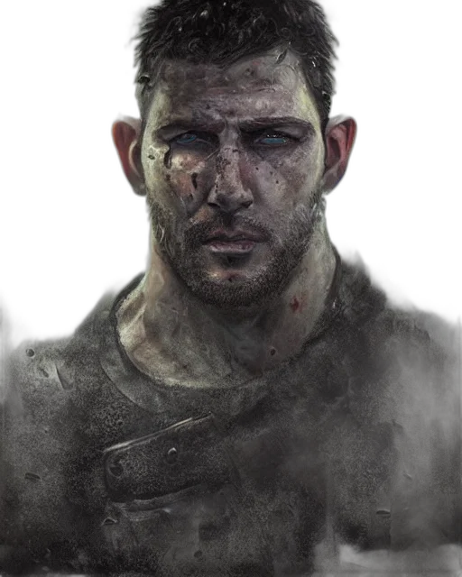 face, weapon, jacket, concept art transparent PNG cut-out