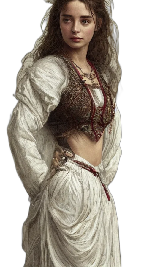 dress, face, jewelry, staff transparent PNG cut-out