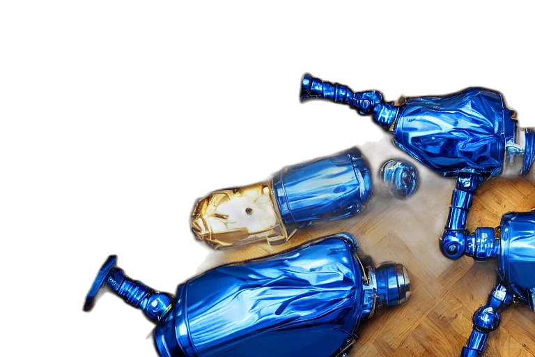 bottle, robot, weapon, crown transparent PNG cut-out