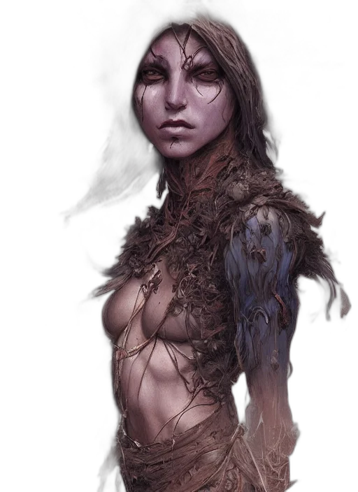 creature, dress, face, fantasy art transparent PNG cut-out