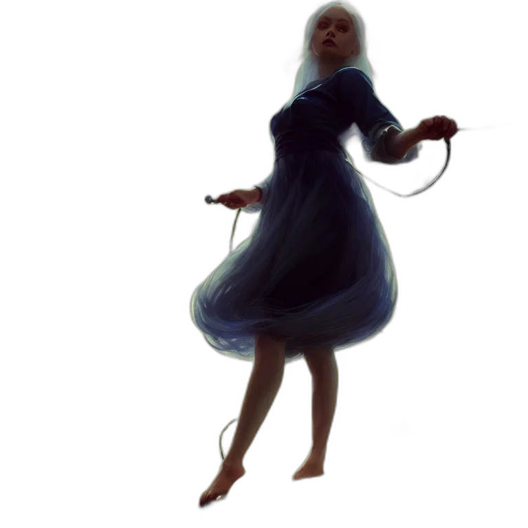 dress, staff, creature, hair transparent PNG cut-out