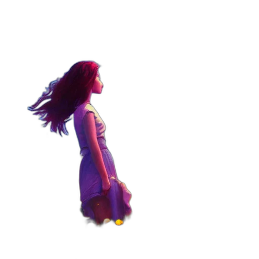 dress, robot, staff, hair transparent PNG cut-out