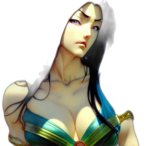 dress, staff, face, jewelry transparent PNG cut-out