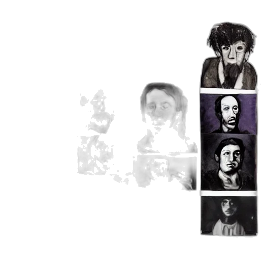 face, concept art, comic book art, pixel art transparent PNG cut-out