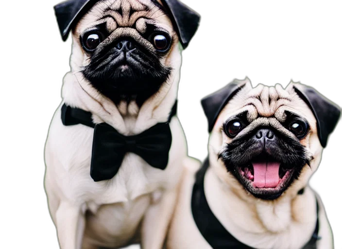 photorealistic, photo, cute, pug transparent PNG cut-out