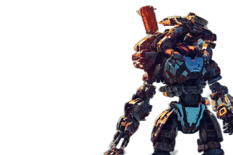 robot, weapon, concept art, 3d render transparent PNG cut-out