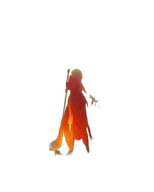 dress, staff, dragon, creature transparent PNG cut-out