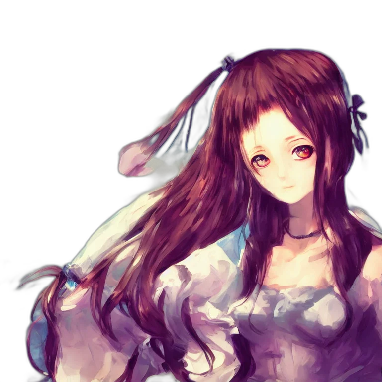 dress, staff, hair, weapon transparent PNG cut-out