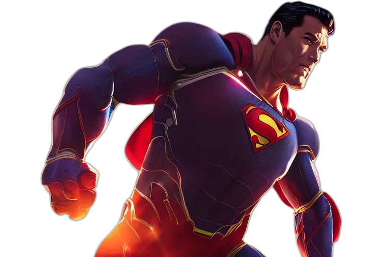 comic book art, concept art, 3d render, superman transparent PNG cut-out