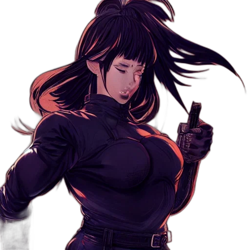 jacket, weapon, staff, cyberpunk transparent PNG cut-out