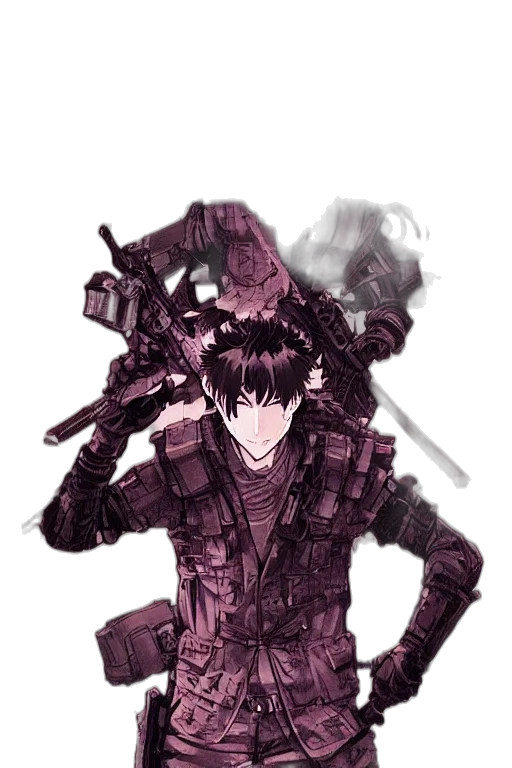 weapon, robot, jacket, cyberpunk transparent PNG cut-out