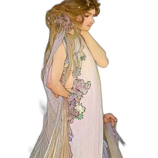dress, jewelry, crown, staff transparent PNG cut-out
