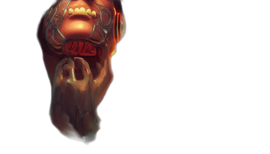 mask, face, staff, weapon transparent PNG cut-out