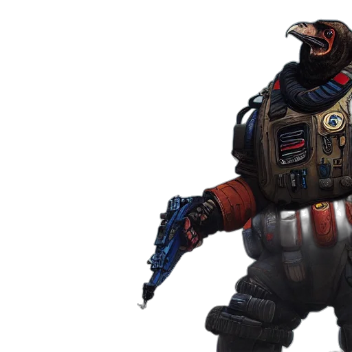 robot, weapon, concept art, portrait transparent PNG cut-out