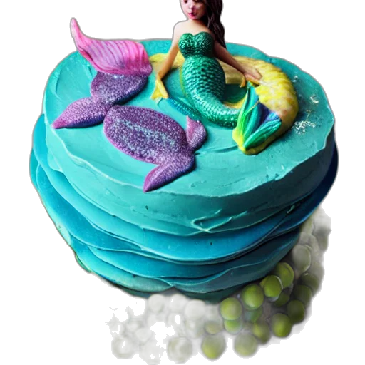 3d render, underwater, mermaid, cake transparent PNG cut-out