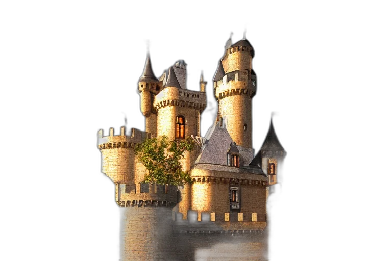 crown, building, dragon, sword transparent PNG cut-out