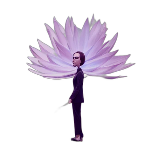 staff, flower, hair, creature transparent PNG cut-out