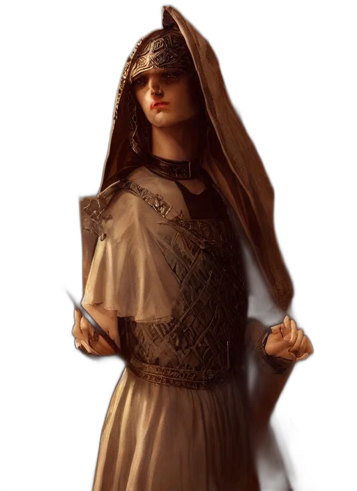 dress, staff, sword, face transparent PNG cut-out