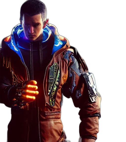 jacket, cyberpunk, concept art, 3d render transparent PNG cut-out