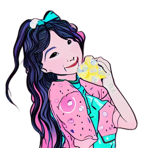 dress, anime, vaporwave, cartoon transparent PNG cut-out