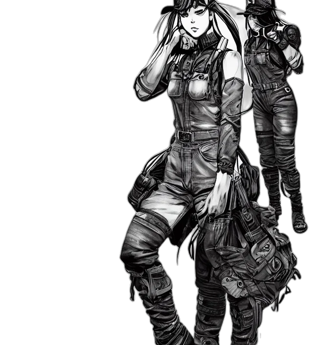 jacket, weapon, cyberpunk, comic book art transparent PNG cut-out