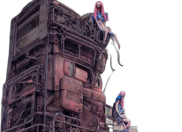 robot, car, concept art, cyberpunk transparent PNG cut-out