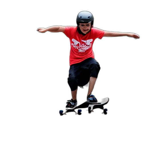 3d render, photorealistic, hasbulla, skateboarding transparent PNG cut-out