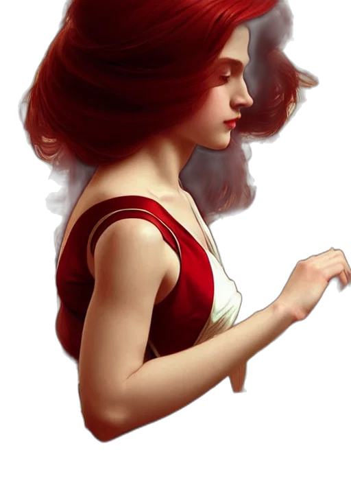 dress, hair, jewelry, fantasy art transparent PNG cut-out