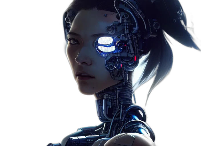 robot, face, cyberpunk, concept art transparent PNG cut-out
