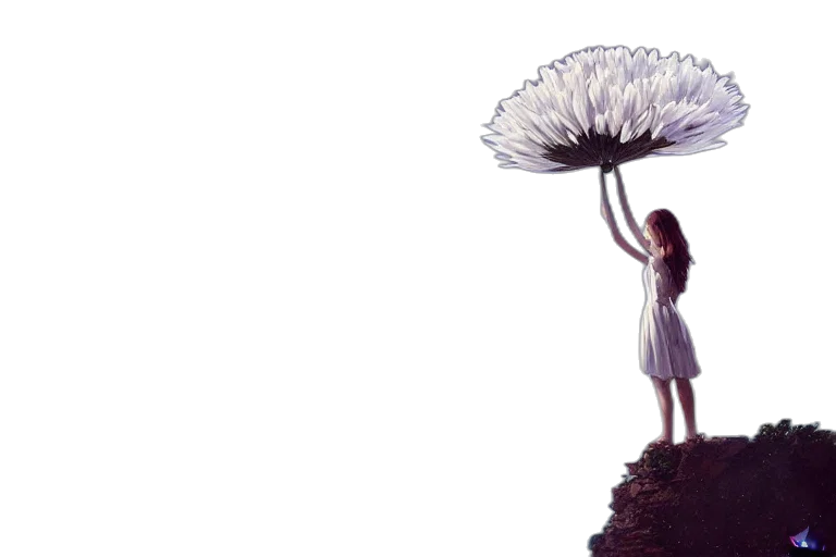 umbrella, dress, flower, staff transparent PNG cut-out