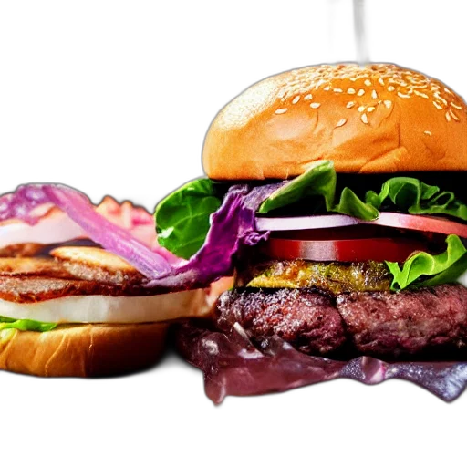 food, photorealistic, 3d render, burger transparent PNG cut-out