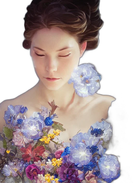 flower, dress, crown, face transparent PNG cut-out