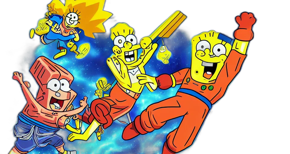 concept art, comic book art, outer space, spongebob transparent PNG cut-out