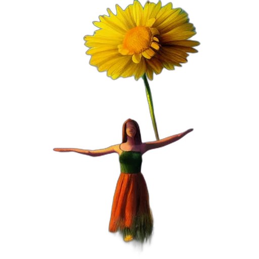 flower, dress, staff, umbrella transparent PNG cut-out