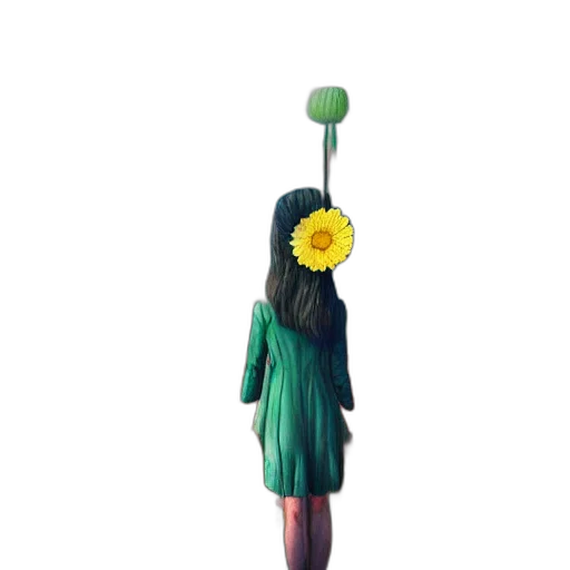 flower, staff, umbrella, dress transparent PNG cut-out