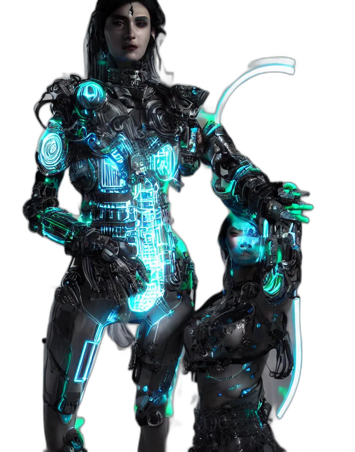 robot, cyberpunk, concept art, 3d render transparent PNG cut-out
