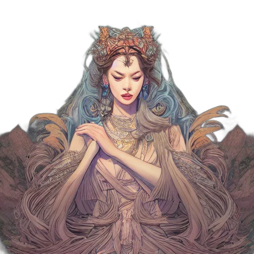 crown, dress, jewelry, fantasy art transparent PNG cut-out
