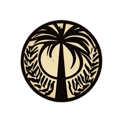 umbrella, staff, earth tones, logo transparent PNG cut-out
