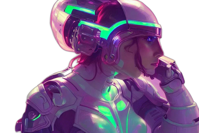 robot, cyberpunk, concept art, vaporwave transparent PNG cut-out