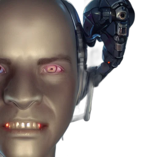 robot, face, mask, cyberpunk transparent PNG cut-out