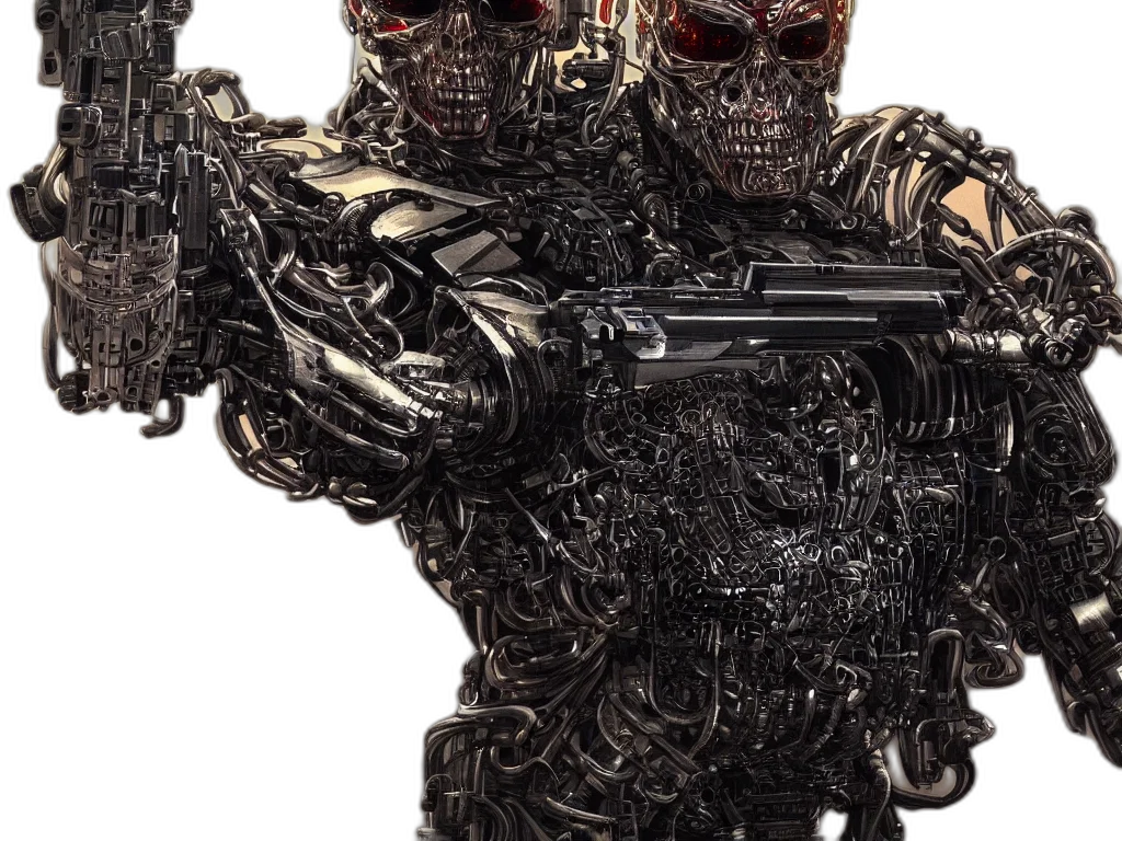 robot, weapon, concept art, 3d render transparent PNG cut-out