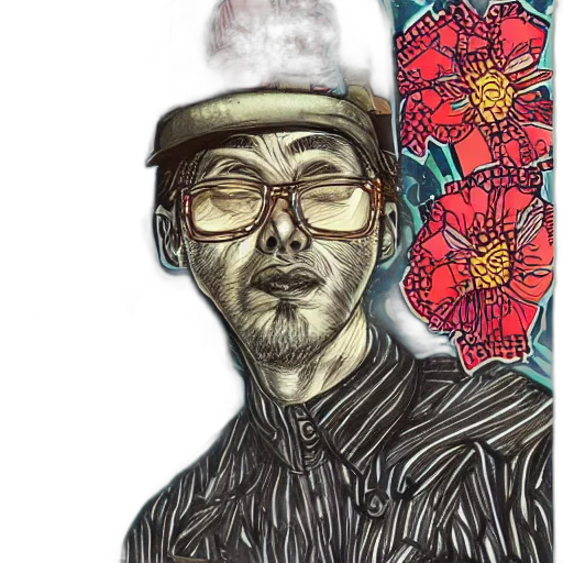 hat, staff, face, jacket transparent PNG cut-out