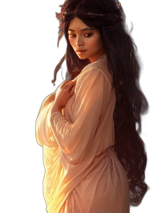 dress, hair, jewelry, face transparent PNG cut-out