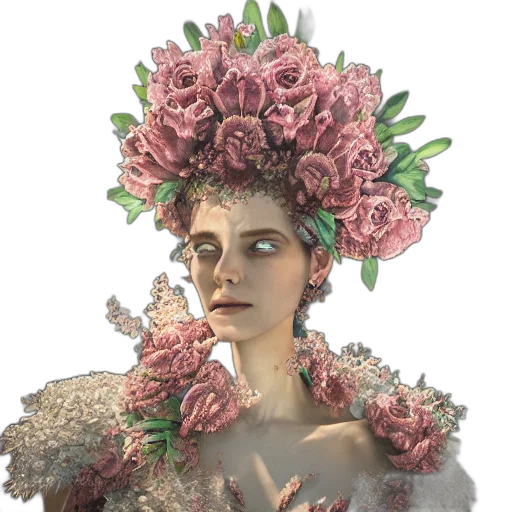 crown, flower, face, hat transparent PNG cut-out