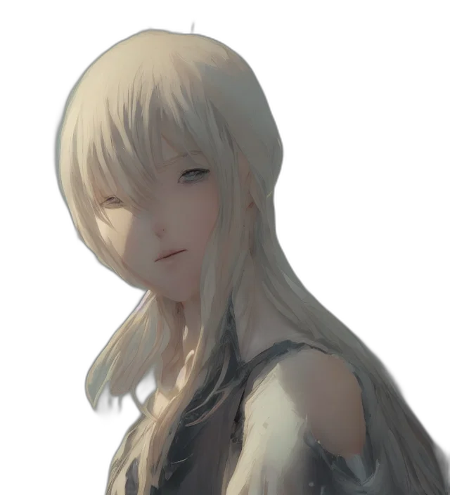 face, dress, hair, staff transparent PNG cut-out