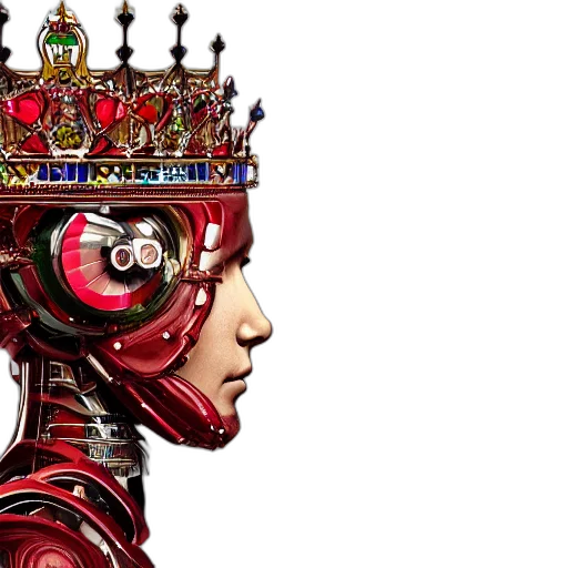 crown, robot, concept art, comic book art transparent PNG cut-out